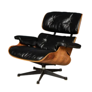 Black Leather Lounge Chair from Mobilier International, 1980s