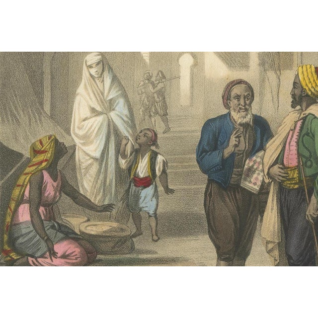 After Fossey, Algerian Street Scene with Moors, Kabyles, and a Moorish Woman and Child, 1845, Lithograph For Sale - Image 5 of 9