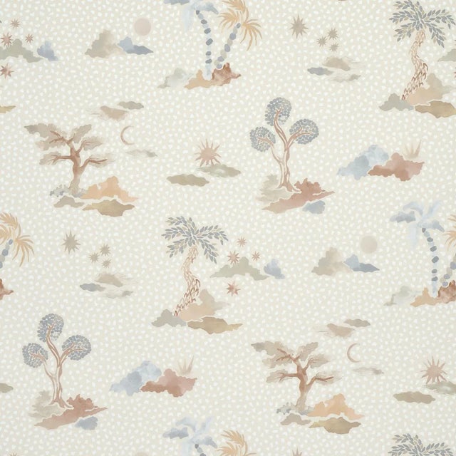 Sample - Schumacher x Happy Menocal Valetta Wallpaper In Moonstone For Sale