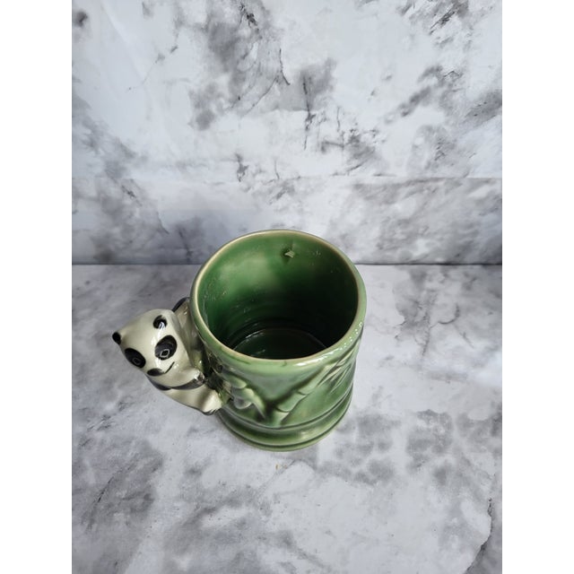 Mid-Century Modern 1960s Glazed Majolica Bamboo Panda Planter For Sale - Image 3 of 9