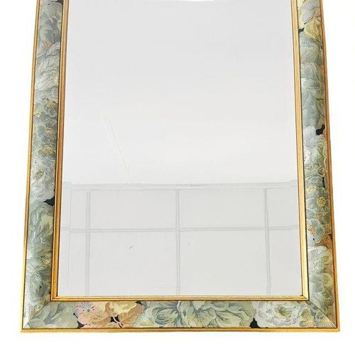 Glass Vintage Danish Boho Wall Mirror with Floral Frame from G&C Bilder, 1980s For Sale - Image 7 of 11