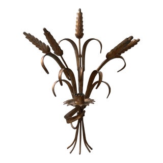 1950s Tole Wheat Motif Candle Sconce, Italy For Sale