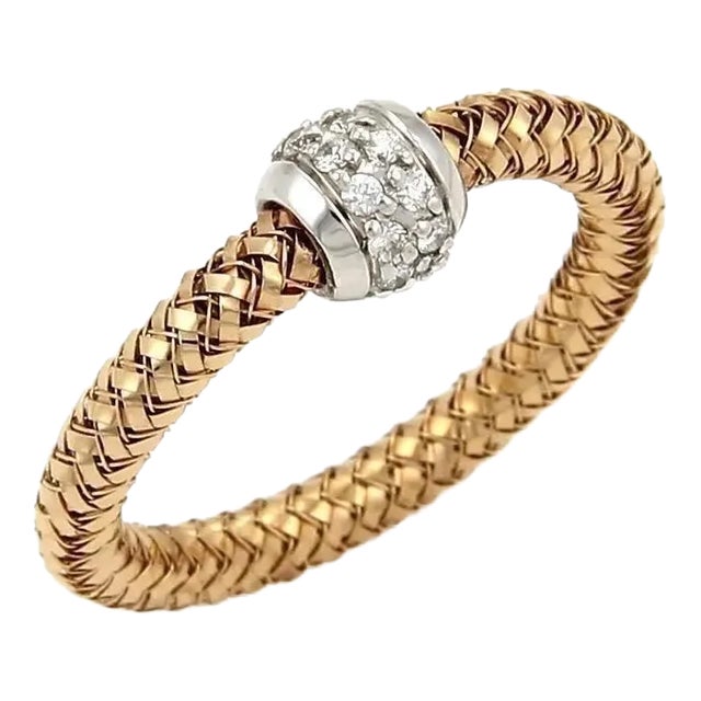 Roberto Coin Primavera Diamond 18k Rose & White Gold Band Ring - Size 6.75 For Sale