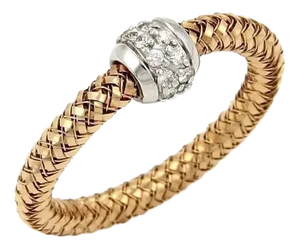 Roberto Coin Primavera Diamond 18k Rose & White Gold Band Ring - Size 6.75