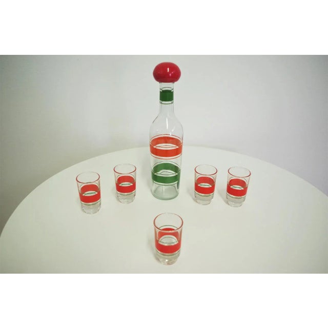 Bottle and Glasses for Liquor, 1960s, Set of 6 For Sale - Image 3 of 8