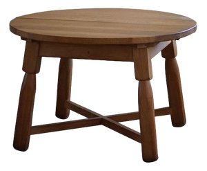 Mid-Century Modern Brutalist Round Dining Table in Oak by Charlotte Perriand, France, 1960s