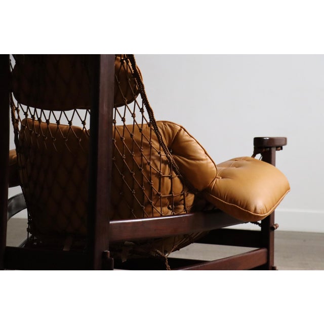 Set of Jangada Lounge Chair and Ottoman in Cognac Leather by Jean Gillon, Brazil, 1960s For Sale - Image 6 of 18