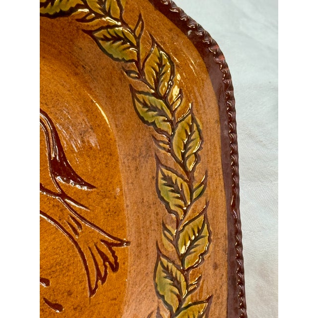 2000 - 2009 Ned Foltz 2002 Signed Redware 8-Sided Large Serving Platter For Sale - Image 5 of 12