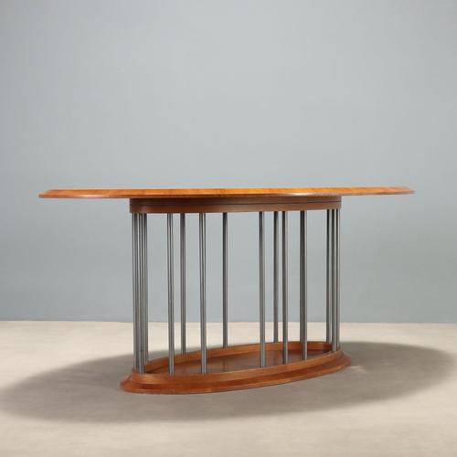 Brown Vintage Oval Walnut Table, 1980s For Sale - Image 8 of 9