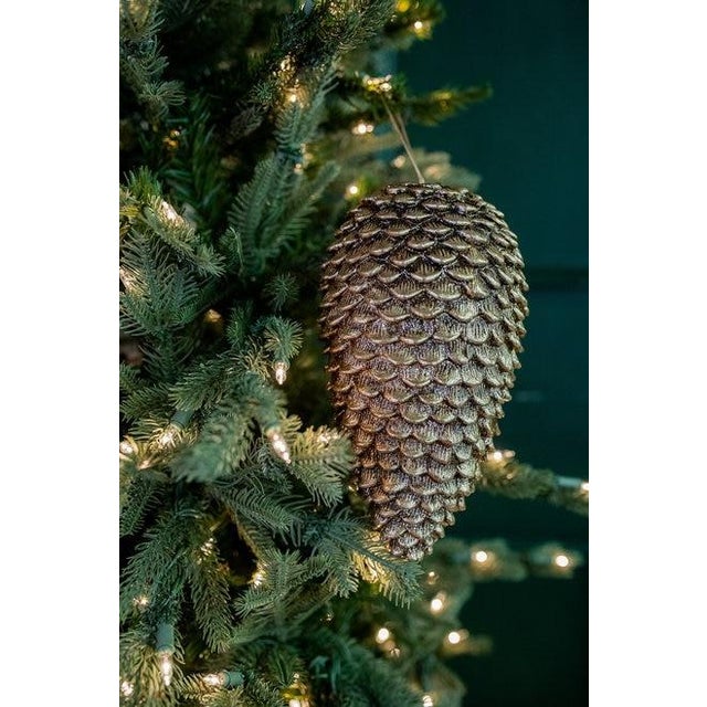 Traditional Champagne Glitter Sequoia Pine Cone Ornament For Sale - Image 3 of 4