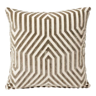 Schumacher x Mary McDonald Vanderbilt Velvet 18" Pillow In Dove For Sale