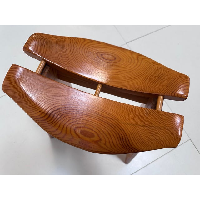 Tan Brutalist Stool in Pine by Gilbert Marklund for Furusnickarn AB, Sweden, 1960s For Sale - Image 8 of 13