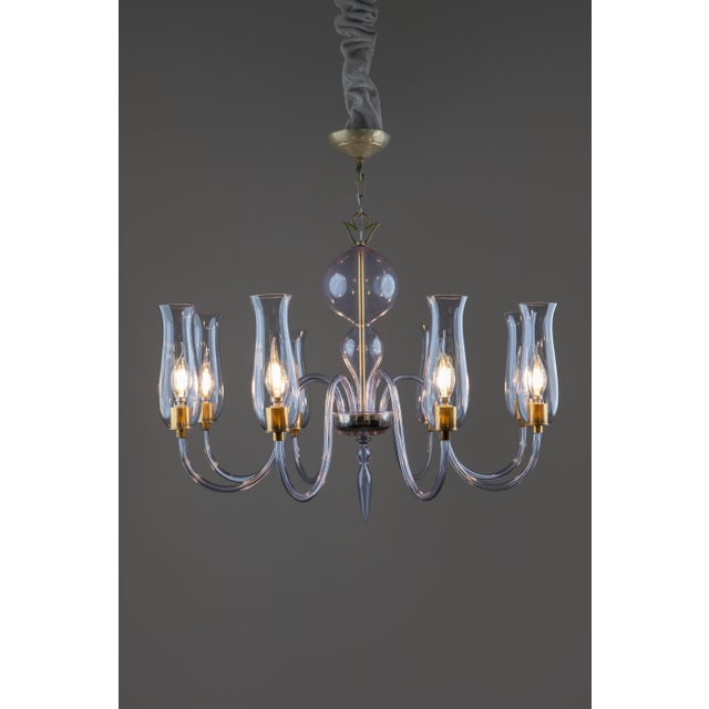 Rare flavio poli for seguso vetri d’arte chandelier in murano glass was made in italy in 1950s. The chandelier is made of...