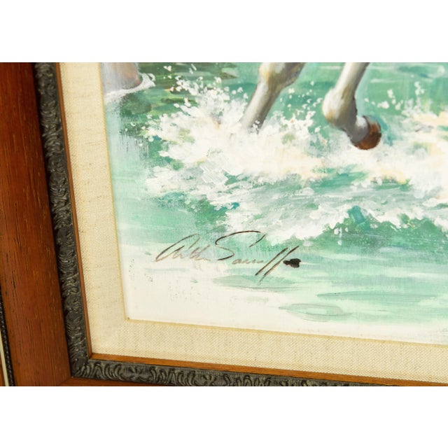 Original painting on board by Arthur Saron Sarnoff from the Estate of Charles Martignette. The piece features three horses...