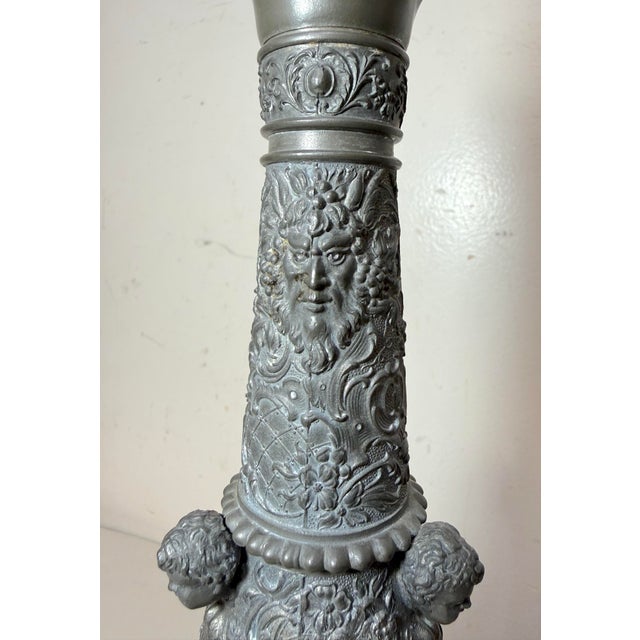 Antique German Hand Blown Glass Pewter Figural Cherub Claret Decanter Bottle For Sale - Image 12 of 18