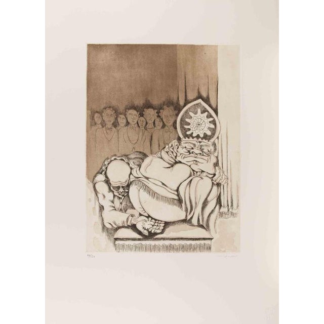 Giuseppe Migneco, The Pope, 1980s, Etching For Sale - Image 3 of 3