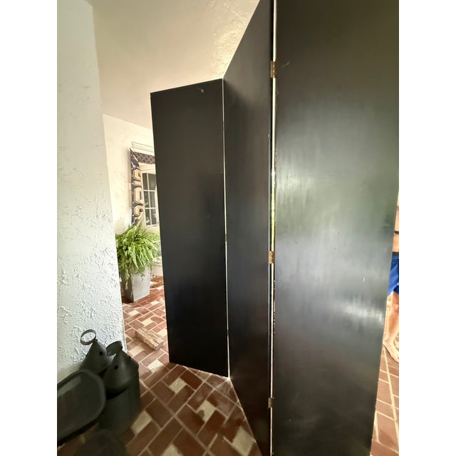 Ebony Hollywood Regency Floor Screen Room Divider Attributed to Maitland Smith For Sale - Image 8 of 10