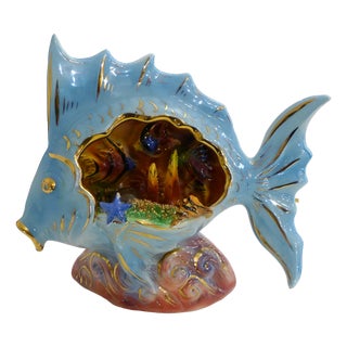Fish Night Light in Slip-Cast Earthenware by LP Ceroc Monaco, 1950s For Sale