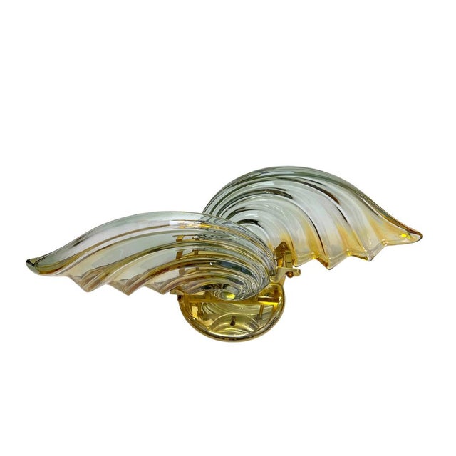 Large Italian Shell-Shaped Murano Glass Ceiling Lamp, 1970s For Sale - Image 4 of 18