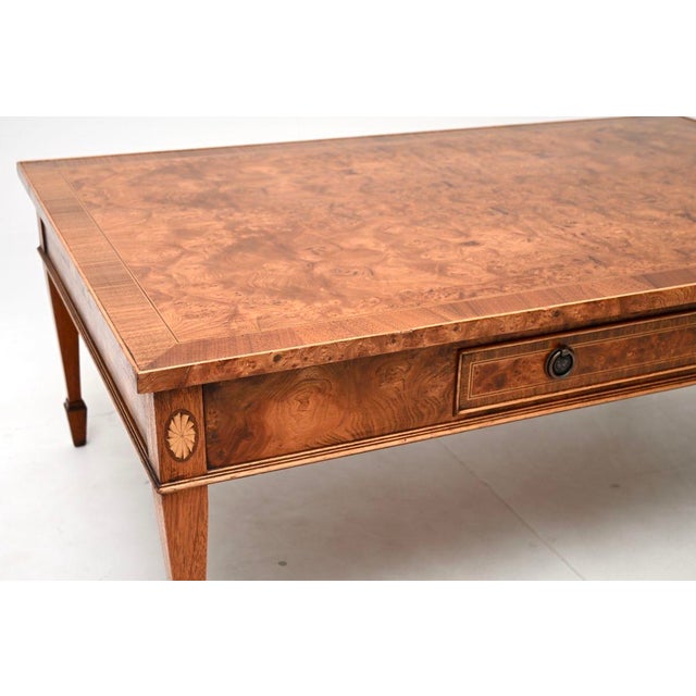 Large Antique Burr Walnut Coffee Table, 1930s For Sale - Image 9 of 13