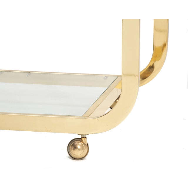Design Institute America Dia Milo Baughman Brass Bar Serving Cart 1970s Signed For Sale - Image 11 of 12