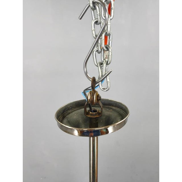 Art Deco Nickel and Glass Pendant Light, 1930s For Sale - Image 11 of 15
