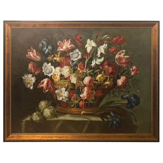 Still Life Flower Bouquet Oil on Canvas, Modern Style, Framed, 1980s For Sale - Image 12 of 12