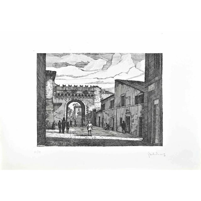 Giuseppe Malandrino, Borgo Pio, Rome, 1970s, Etching For Sale - Image 3 of 3