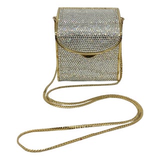 Vintage Judith Leiber Top Flap Crystal Shoulder Bag Minaudiere For Sale