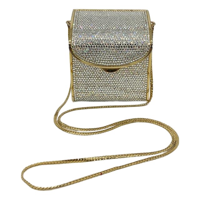 Vintage Judith Leiber Top Flap Crystal Shoulder Bag Minaudiere For Sale