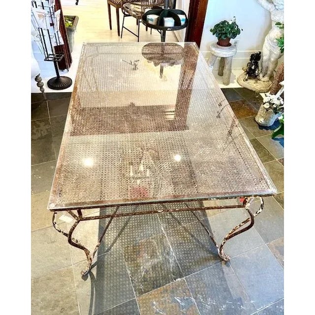 1920s Antique Glass + Iron Table Paris Circa 1920"s For Sale - Image 5 of 12