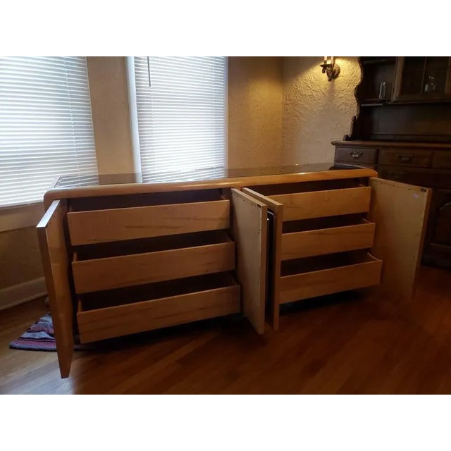 Romweber 1970s Romweber Mirrored Burl Wood Buffet Cabinet For Sale - Image 4 of 10