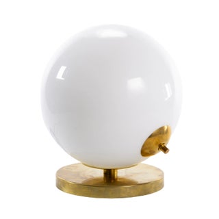 Italian Globe Table Lamp in Opal Glass and Brass For Sale
