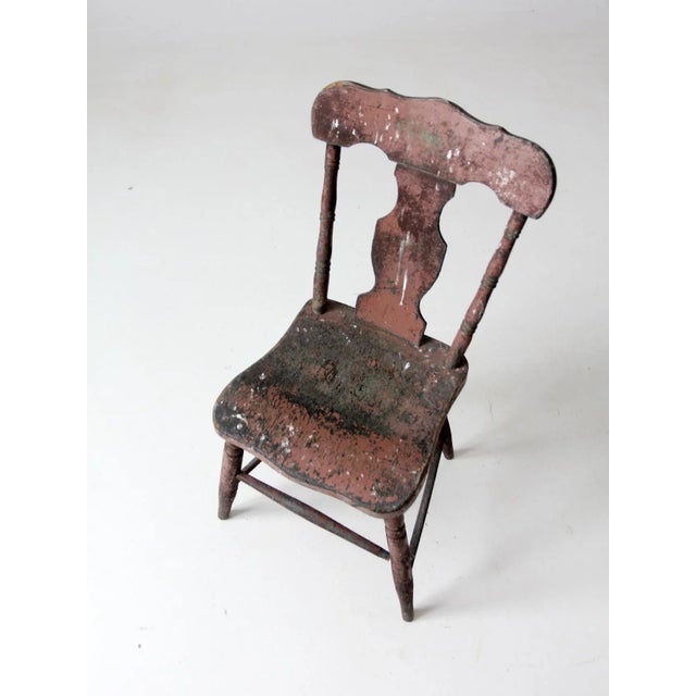 Antique Rustic Fiddleback Chair For Sale - Image 6 of 11