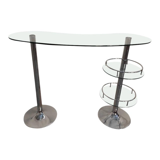 Mid Century Modern Chrome and Glass Dry Bar For Sale