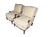 Camel Pair of Vintage Hickory Chair Louis XV Bergère Armchairs – French Provincial Upholstered Accent Chair With Carved Wood Frame For Sale - Image 8 of 16