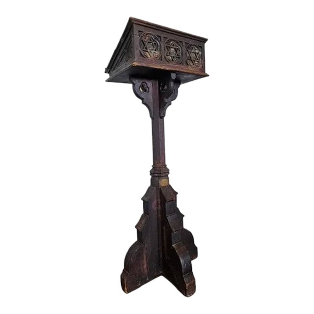 Large Antique Gothic Revival Carved Oak Church Altar For Sale