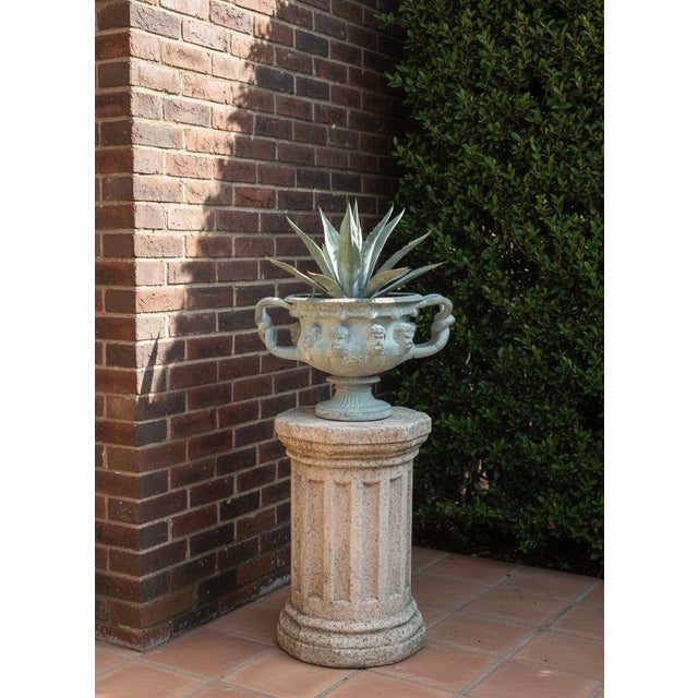 1990s Neoclassical Verdigris Bronze Warwick Style Planter With Bacchic Masks For Sale In West Palm - Image 6 of 6