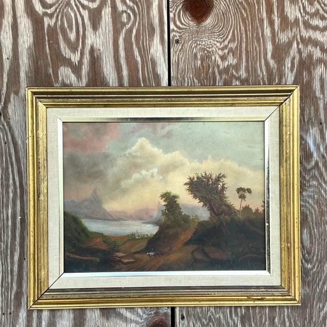 Vintage Traditional Original Landscape Oil Painting on Canvas For Sale In West Palm - Image 6 of 6