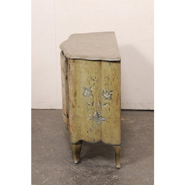Tan 19th Century Italian Hand-Painted Bow-Front Cabinet For Sale - Image 8 of 12