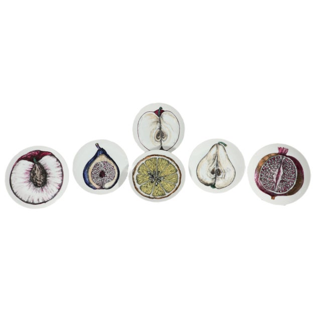 White Nature Dissected: Set of Six Fornasetti "Sezioni Di Frutta" Plates Circa 1960s For Sale - Image 8 of 13