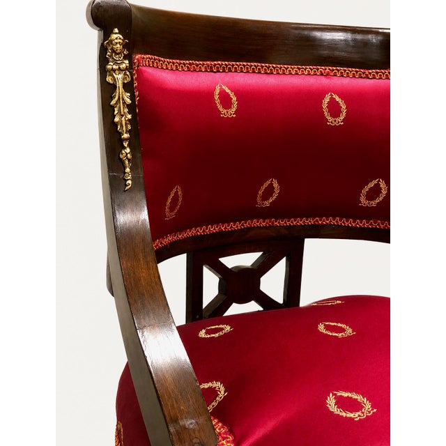 Empire French Armchair in Walnut For Sale - Image 9 of 12