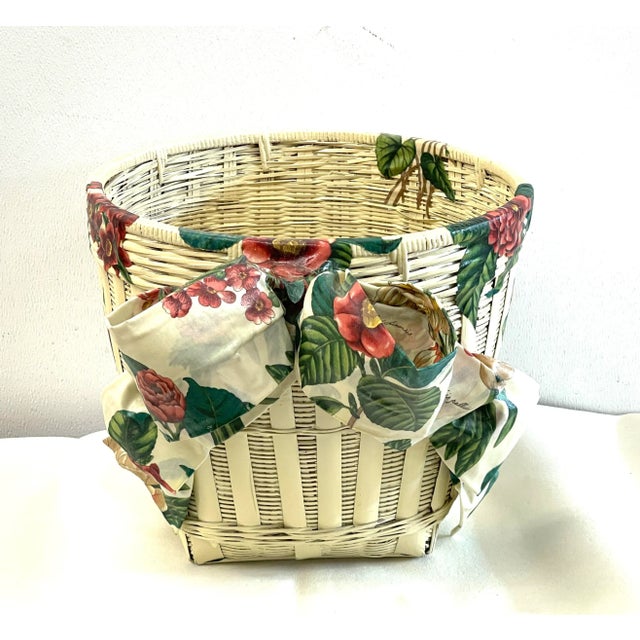 French Painted Floral Decoupage Basket Planter For Sale - Image 4 of 13