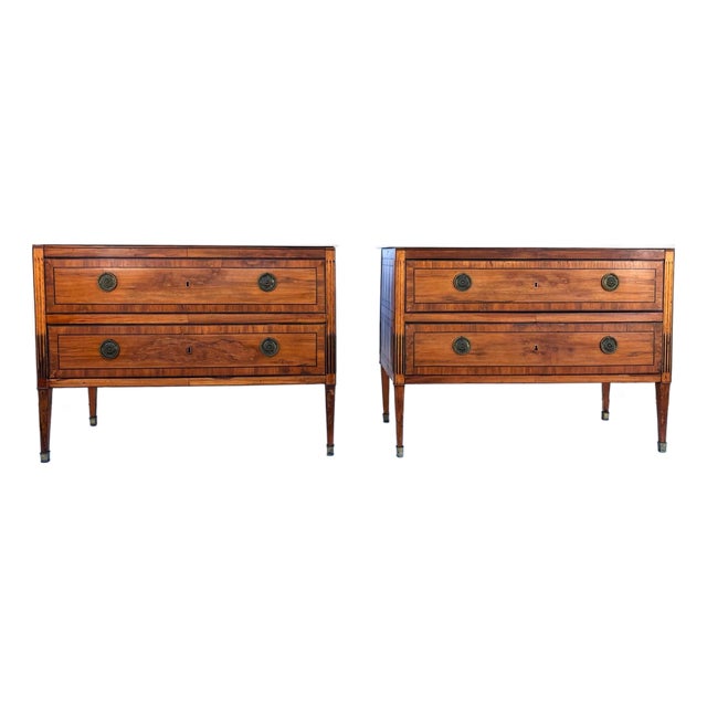 Louis XVI Style Marble Top Commodes, Set of 2 For Sale
