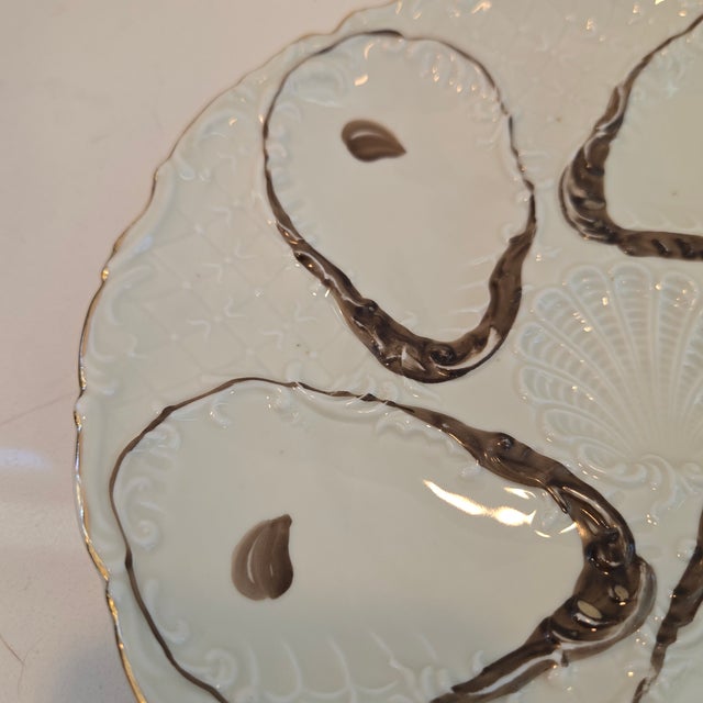 Antique 1880s German Porcelain 5-Well Oyster Plate With Shell Motif For Sale - Image 10 of 12