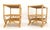 Late 20th Century Pair Rattan Bamboo Grass Cloth Top Two Tier End Side Tables Stands Magazine Rack For Sale - Image 5 of 14