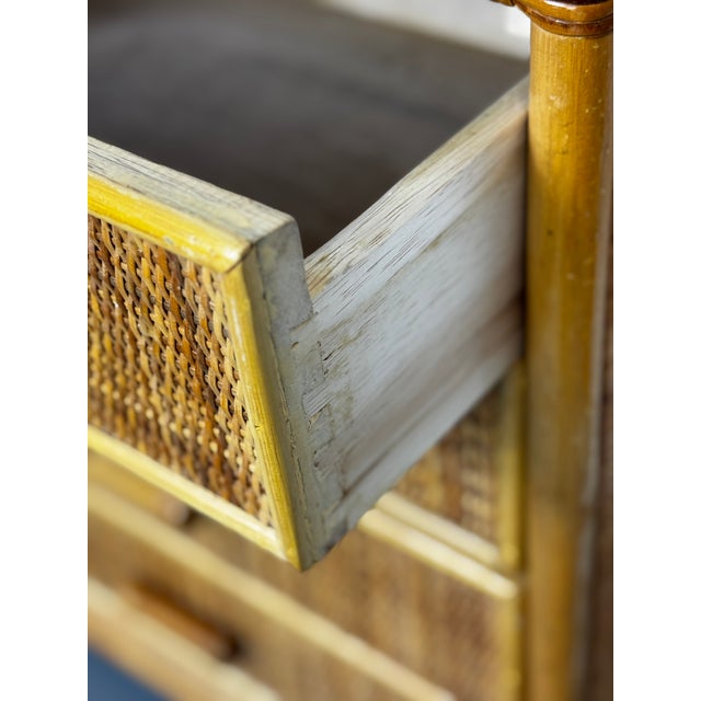 1960s Mid-Century Rattan Bamboo Chest of Drawers, 1960s For Sale - Image 5 of 7