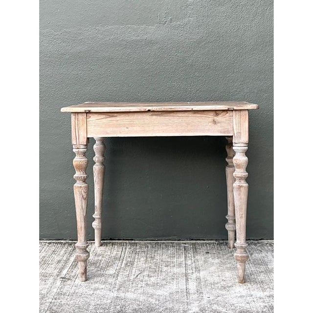 Vintage Primitive Turned Leg Wooden Table For Sale - Image 9 of 12