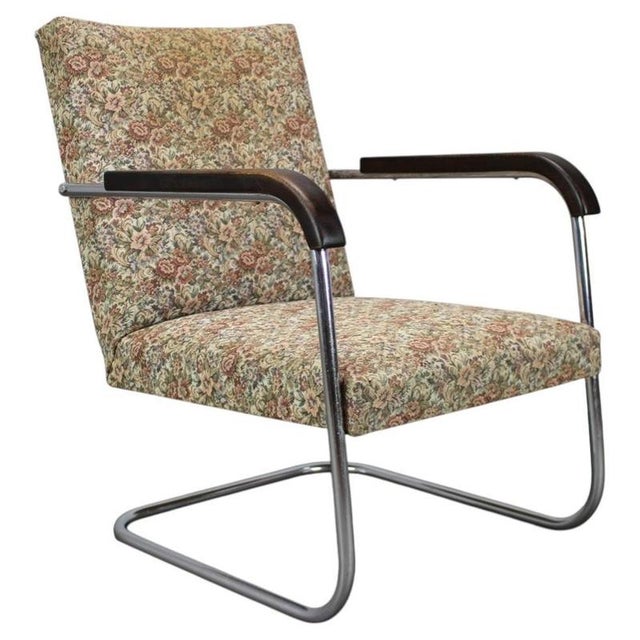 Bauhaus Lounge Chair in Chrome Tubular Steel by Anton Lorenz, Czechoslovakia, 1930s For Sale - Image 15 of 15