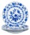 Porcelain Dinner Plates with Blue Onion Patterned Decoration, 1930s, Set of 4 For Sale